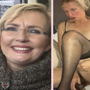 Dutch slut riding dildo while cuck watches
