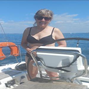 Eileen can\'t wait to get naked when sailing, or on the beach.